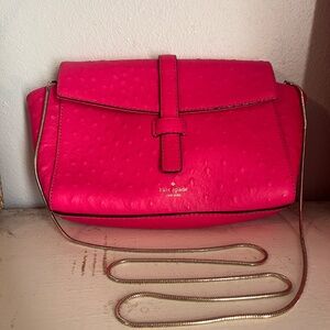 Kate Spade | Riverside Street Ostrich Embossed Emmie Crossbody | Radish Pink